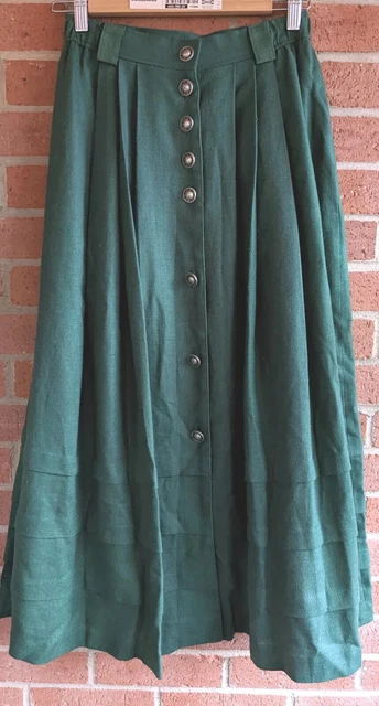 Vintage M & G A-Line Dark Green Long Heavyweight skirt. Sz 8 German