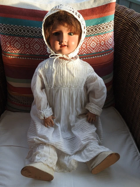 Ancienne Poupée Yeux Dormeurs Et Bouche Ouverte – Enfant Fille, Matériau Composite