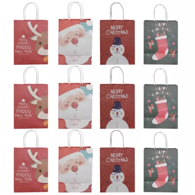 12 pz sacchetti regalo di Natale carta kraft dolci Natale