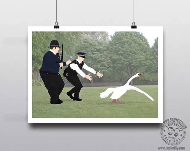 HOT FUZZ Swan  - Minimalist Movie Poster Print Posteritty Minimal Pegg Frost Art