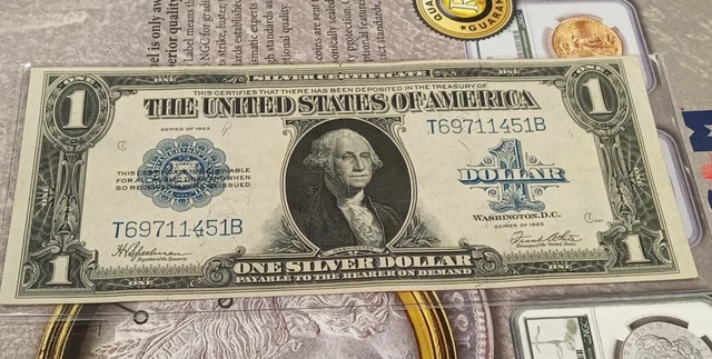 1923 $1 DOLLAR SILVER CERTIFICATE BANKNOTE AU  Very  Crisp XF,BLUE SEAL TP-4183