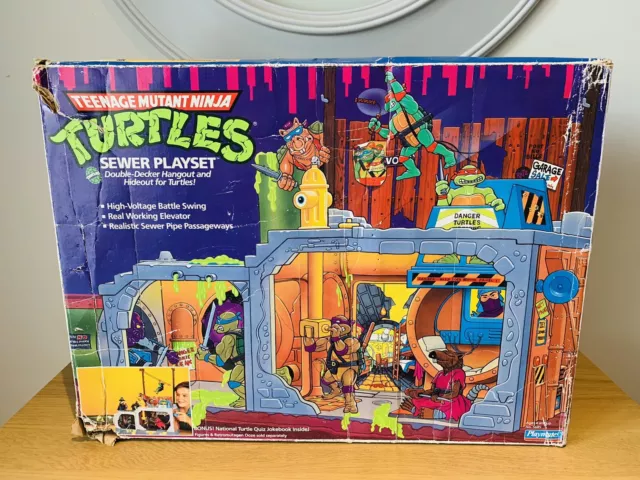 Set da gioco vintage TMNT Playmates Teenage Mutant Ninja Turtles Fognature 1989 solo scatola