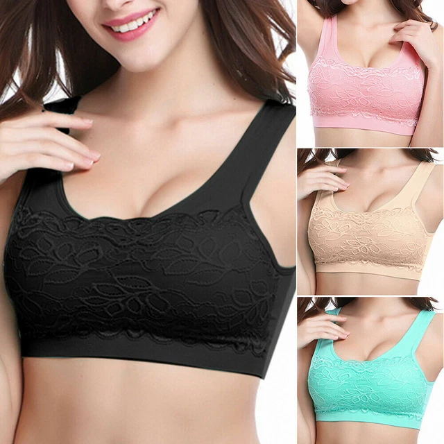 2x Damen Sport BH Bustier Push Up Spitze Unterwäsche Slim Fit Yoga Fitness Bra