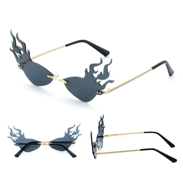 UV 400 Trending Eyewear Fire Flame Wave Sun Glasses Rimless Fashion Sunglasses