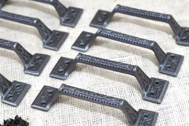 8 Cast Iron Handles Gate Pull Shed Door Handle Drawer Pulls 6 1/4" Vintage Style 2