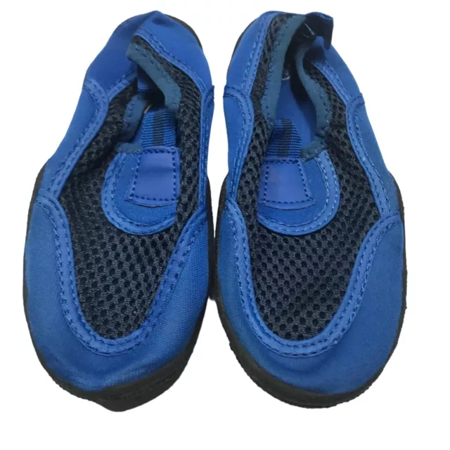 Swim shoes boat water slip on mesh rubber bottom youth size 9/10 blue