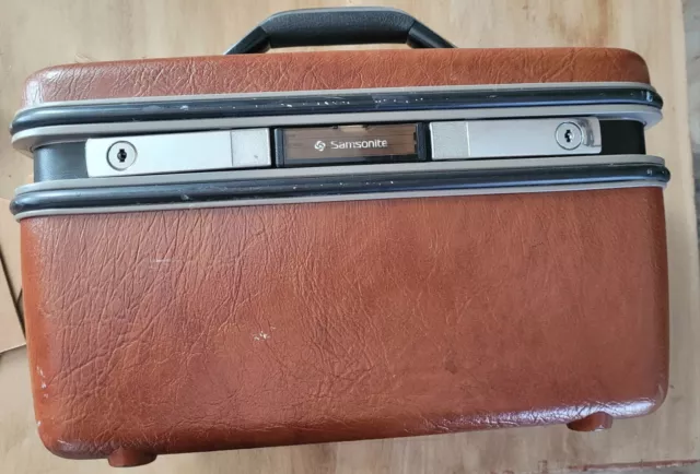 Vintage Samsonite SILHOUETTE Brown Travel Train Case Makeup Cosmetic Luggage