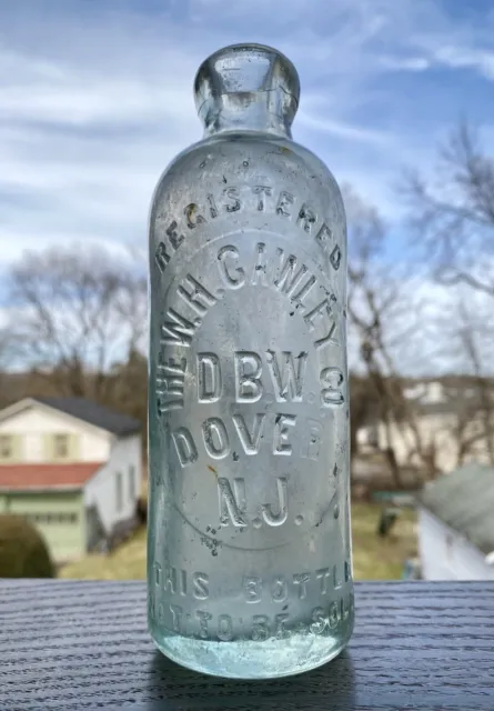William H Cawley Co Dover NJ Hutch Hutchinson soda bottle 1880s slug plate error