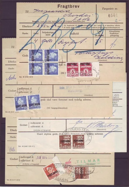 n9705/ Denmark (10 stk) Postal Ship-Ferry Parcel Card Covers 1960-1975