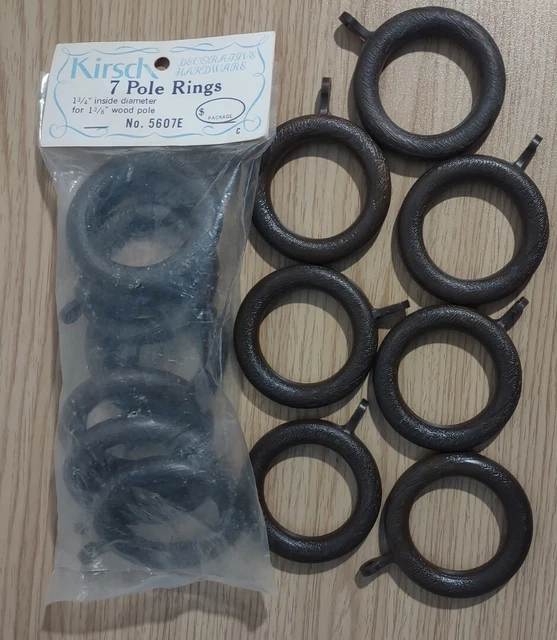 KIRSCH Curtain Drapery Pole Rings for 1 3/8" Wood Pole set of 14 model 5607E