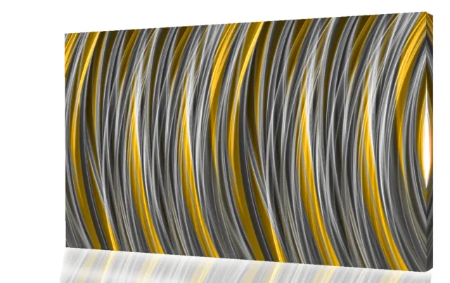 Grey Yellow / Mustard Stripes Modern Abstract Canvas Wall Art Picture Print