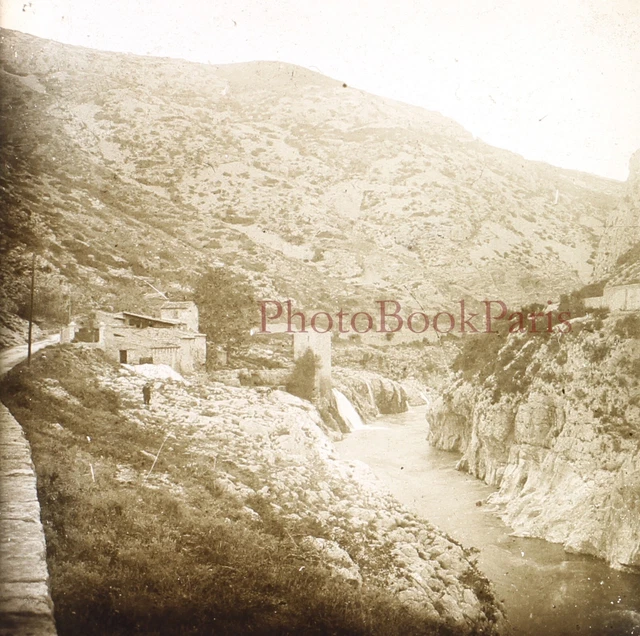 FRANCE Gorges de l’Hérault c1930 Photo Stereo Glass Plate Vintage V17T13n