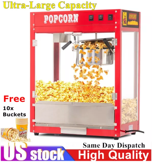 Larger Popcorn Popper Machine 8 Oz Countertop Popcorn Maker 850W 60 Cups Red