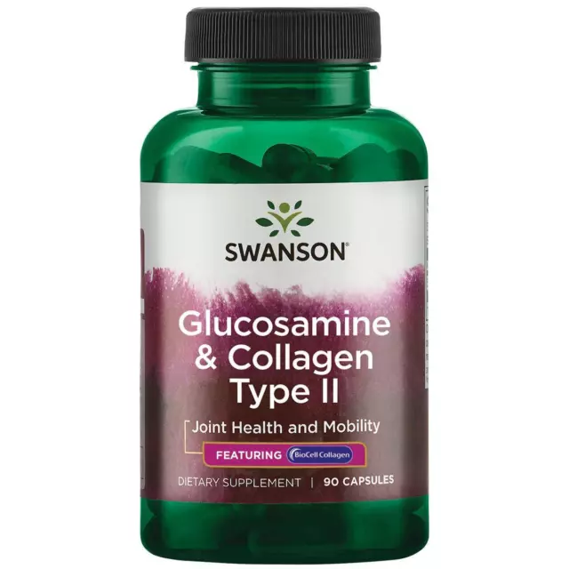 Swanson Glucosamina & Colágeno Tipo II 90 Cápsulas, Articulación & Piel Soporte