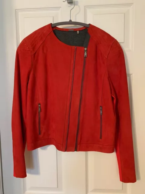 NWOT Elie Tahari Lamb Red Leather Jacket Small to Medium