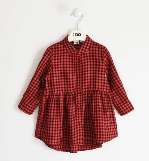 Abito Camicia Maniche Lunghe Ido Da Bambina Colore Rosso Con Fantasia A Quadri M