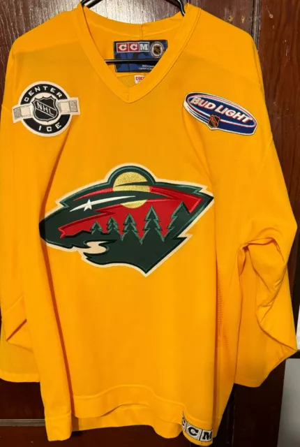 Vintage CCM Minnesota Wild Yellow Practice Hockey NHL Jersey Size Men XL