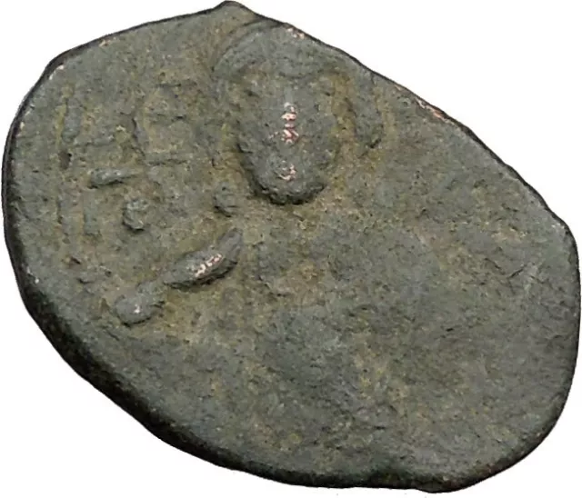 JESUS CHRIST Class E Anonymous Ancient 1059AD Byzantine Follis Coin  i39435