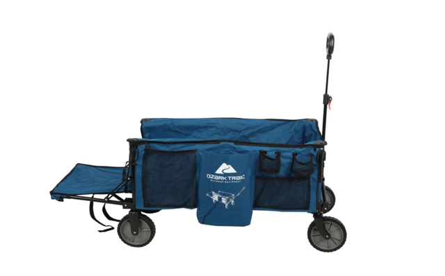 Quad Folding Camp Wagon with Tailgate, Blue new