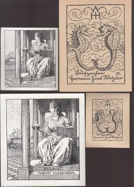 4 Exlibris Bookplate Algraphien Hans Thoma 1839-1924 Konvolut Lot 2