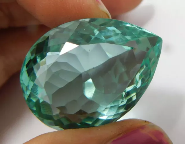 39.20 Ct Green Aquamarine Natural  Madagascar Pear Cut Loose Gemstone...