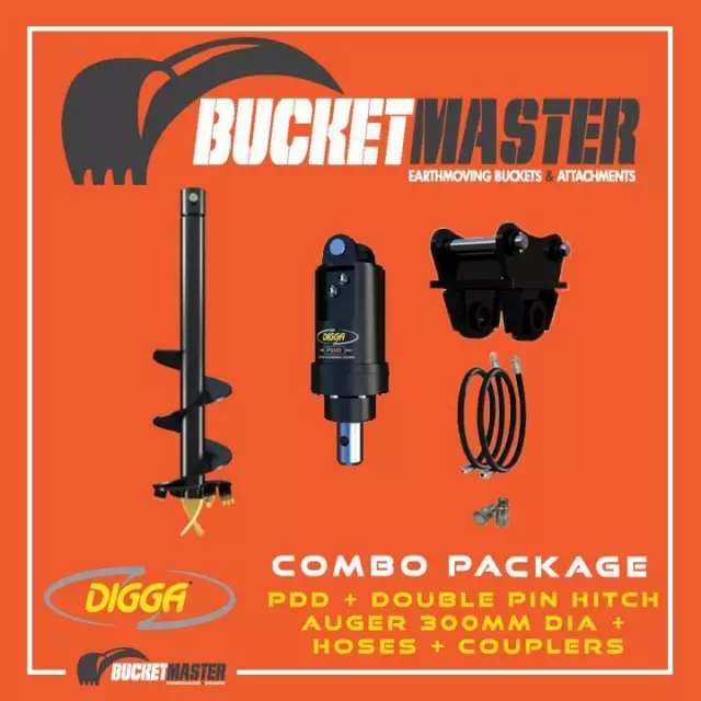 DIGGA AUGER COMBO PACKAGE - PDD AUGER DRIVE+300Di AUGER +DOUBLE PIN HITCH - FOR