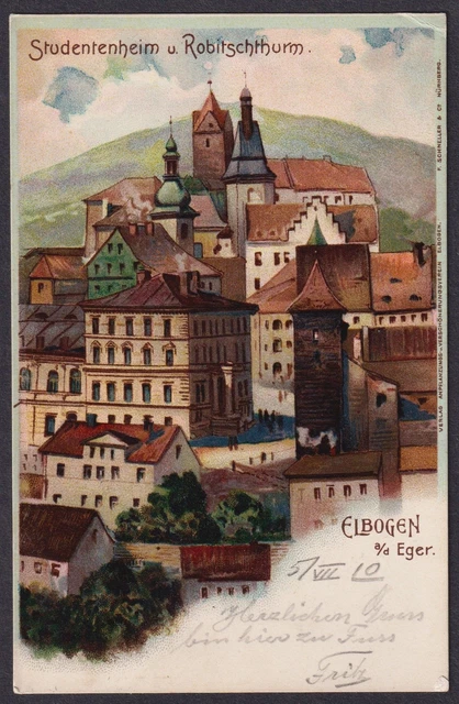 Gruss Aus IN Ceramica Eger Loket Castello Ak Litho Boemia Bohemia Cesko Czech