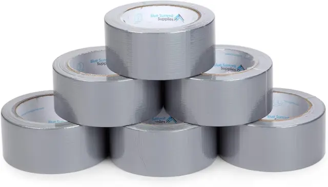 6 Pack Duct Tape Multi Pack, Tear by Hand Design, Silver, Strong 7Mil Thickness,