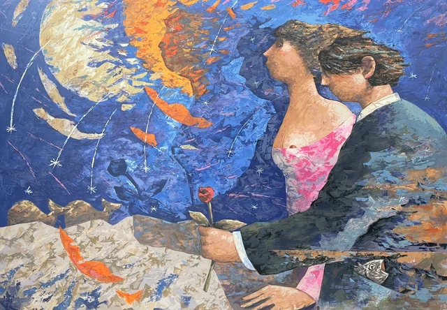 Night of San Lorenzo, Giampaolo Jaafar 78x112 Screen Printing Love Couple Idea Regal