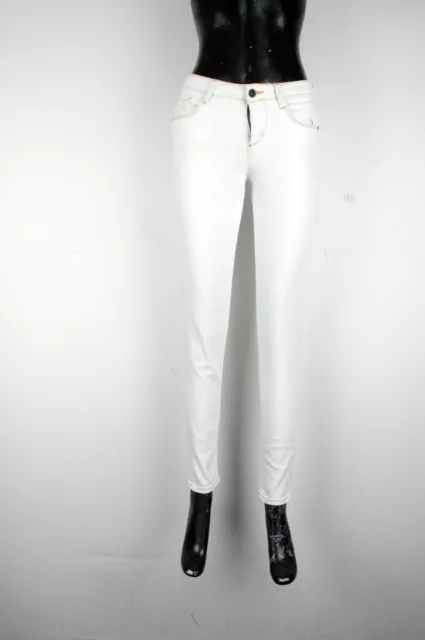 Jeans Donna Guess Taglia IT38 Skinny Pantalone Elasticizzato Denim Bianco Pants