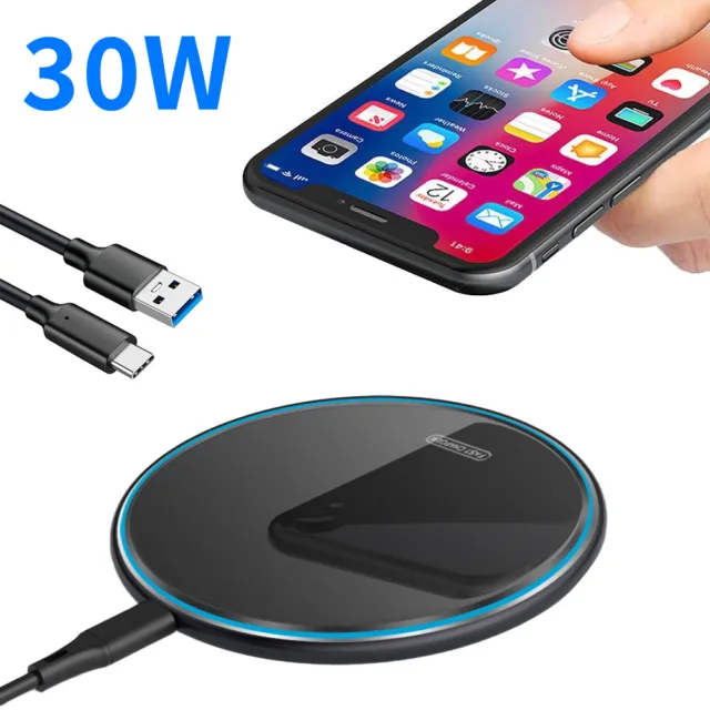 Hot 30W Wireless Phone Charger Pad Universal Fast Charging For Samsung iPhone