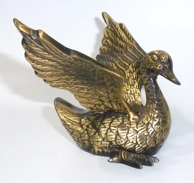Vintage Copper Craft Mallard (3" Tall/5.5" Wide) Solid Brass Duck Figure, Rare!