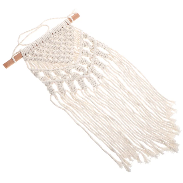 Arazzo tessuto arazzo boho ciondolo tessuto a mano beige legni