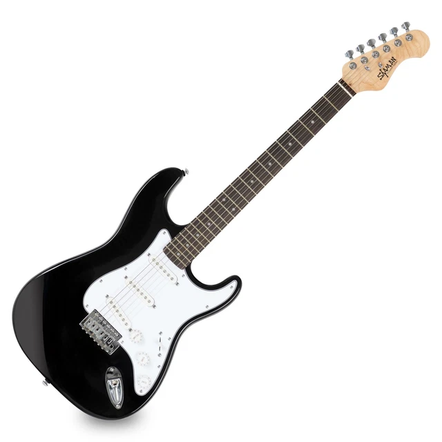 Shaman E-Gitarre ST Style Design Single Coil Ahorn Linde Tremolo Cutaway schwarz