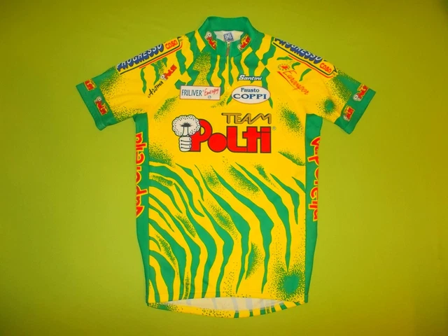 Maillot cycliste homme vintage jaune vert Polti Team SMS