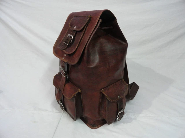 New Genuine Leather Back Pack Rucksack Travel Bag For Men's and Women's Girls