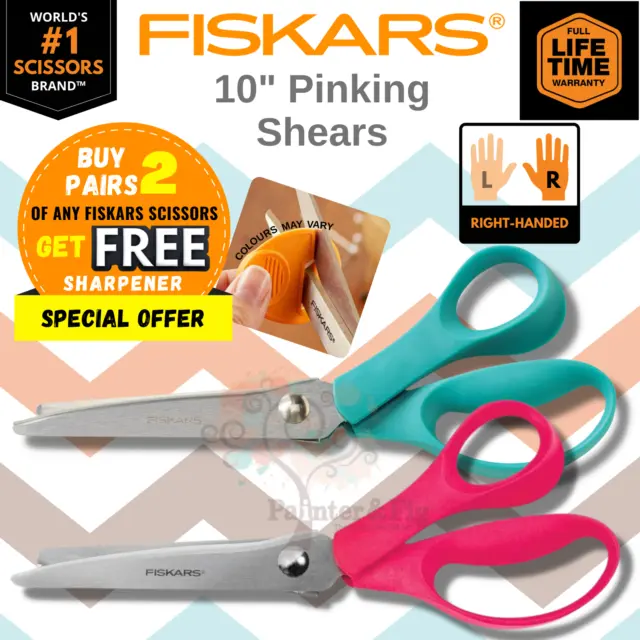 Fiskars Pinking Shears - Genuine 10" Scissors, Zig Zag, Ergonomic, Dressmaking