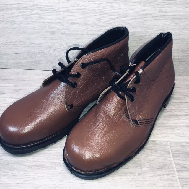 TUSKERS BROWN LEATHER ankle safety boots steel toe MADE IN UK size