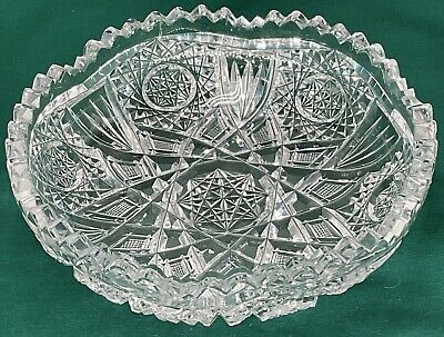 Vintage Brilliant Sawtooth Sparkling Cut Glass Decorative Bowl Candy Dish