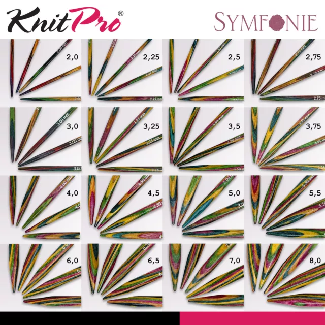 KnitPro Symfonie Sockenstricknadeln 15cm Nadelspiel Birkenholz leicht 16 Größen