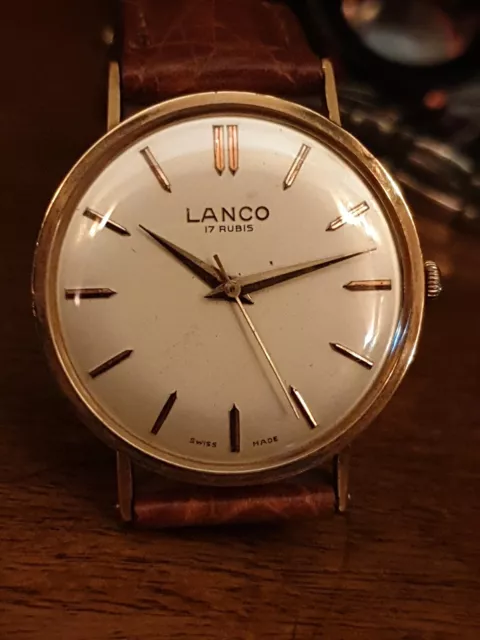 LANCO 399 orologio carica manuale 36 mm. originale corona di carica originale
