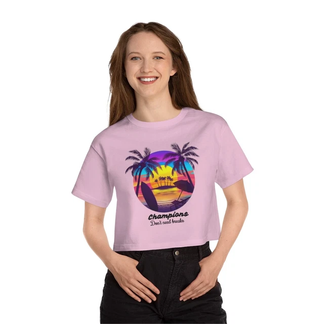 Champion Women's Heritage Cropped T-Shirt Crop Top Champions Done Need Breaks