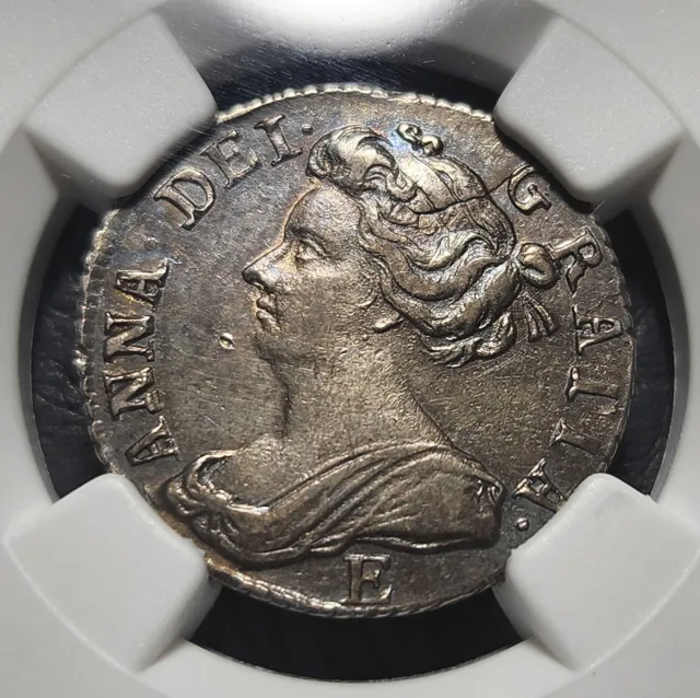 Scarce Silver 1707-E Great Britain 6 Pence Edinburgh | NGC AU55 - Queen Anne