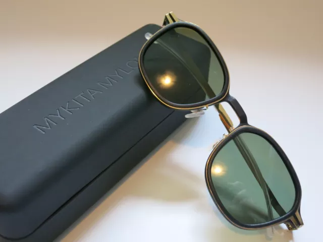 Mykita MYLON HYBRID FIR Gold Black Polarized Green Glasses Eyeglasses Sunglasses