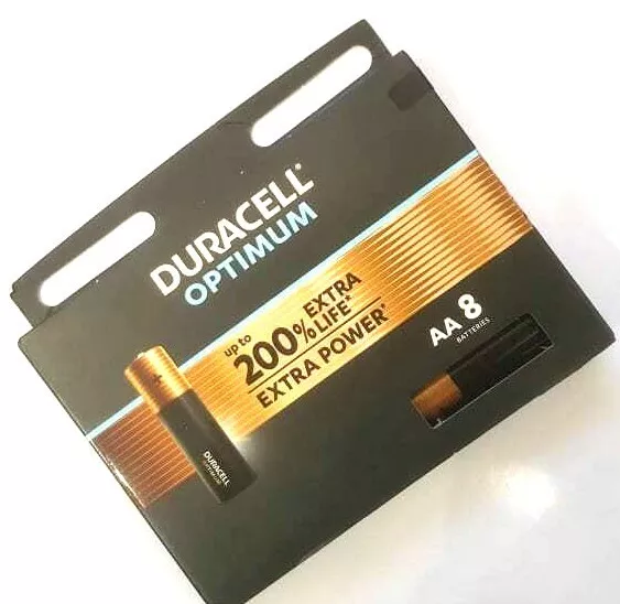 Baterías alcalinas Duracell Optimum AA [Paquete de 8] 1,5 V LR6 MX1500