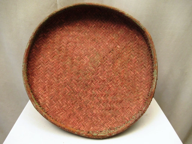 Antique Burmese Basketry Sieve For Rice And Sesame for Kitchen Burma painted " 2 4