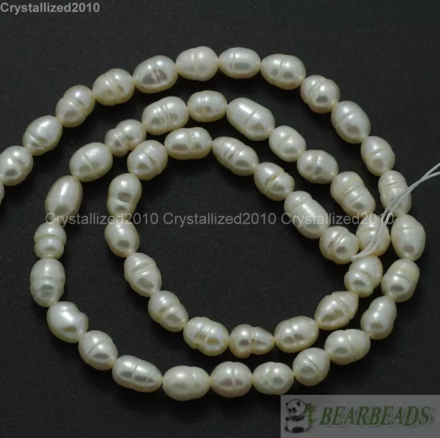 Natural Freshwater White Pearl Oval Rice Beads 4mm 6mm 7mm 8mm 9mm 10mm 11mm 15"