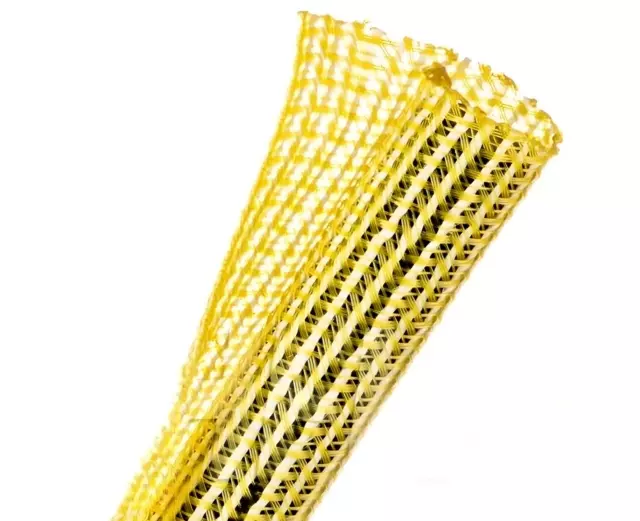 F6N0.38YL 3/8" Yellow Split Braided Cable Sleeving , Split Loom, Wrap, USA