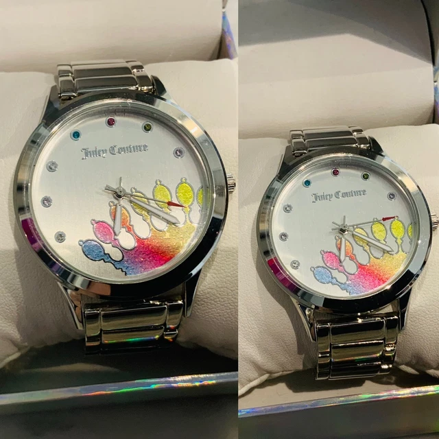 Juicy Couture Black Label Silver LK Pride Rainbow Crystal Crown Wrist Watch £125