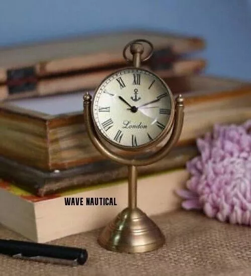 Messing Vintage Schreibtisch & Regal analoge Tischuhr Marine Uhr antikes...